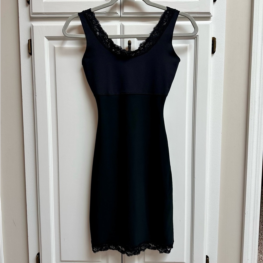 Spanx Black Lace Trimmed Tank Shapewear Slip Size Small